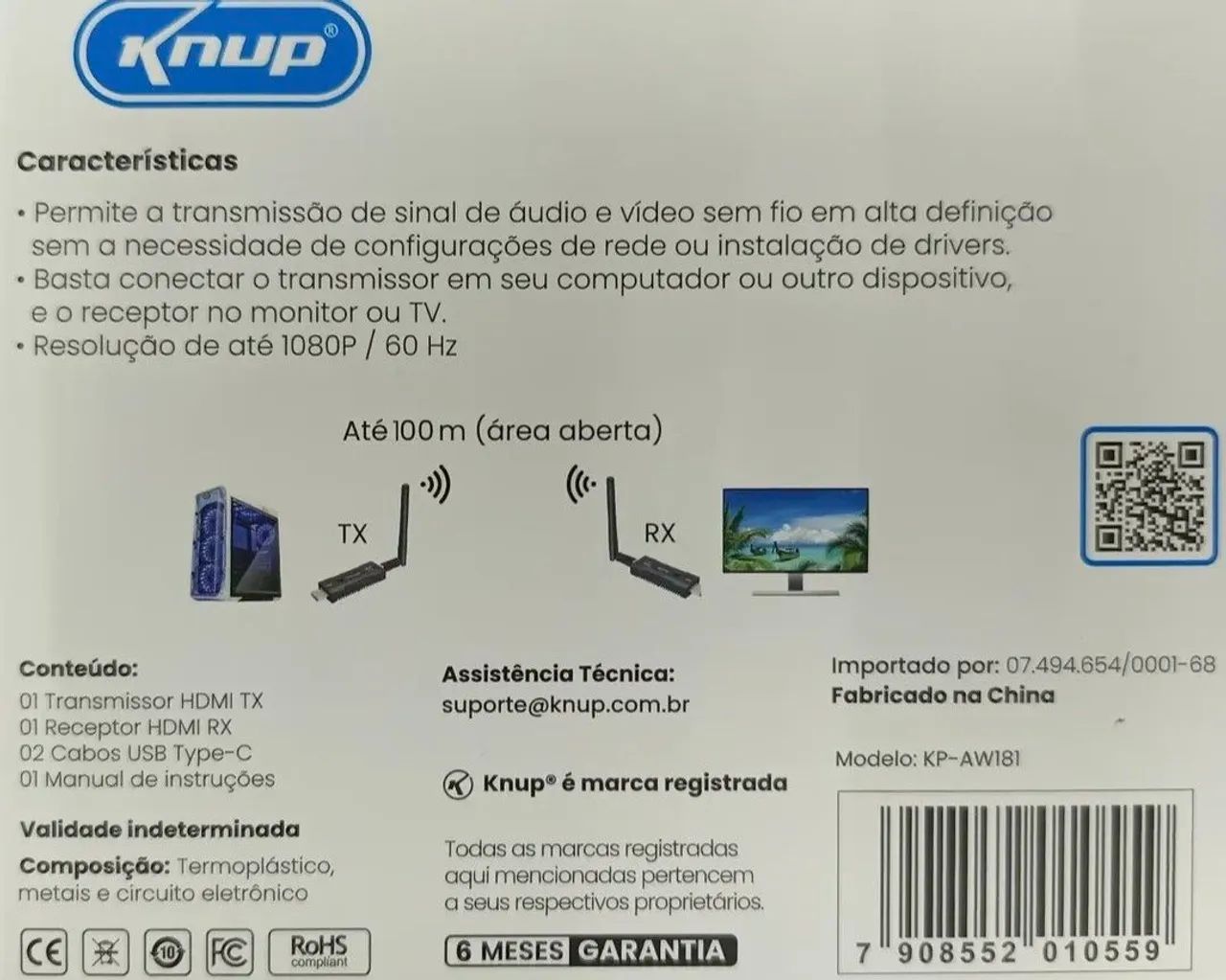 TRANSMISSOR HDMI AUDIO E VIDEO REF.: KP-AW181 - Foto 4