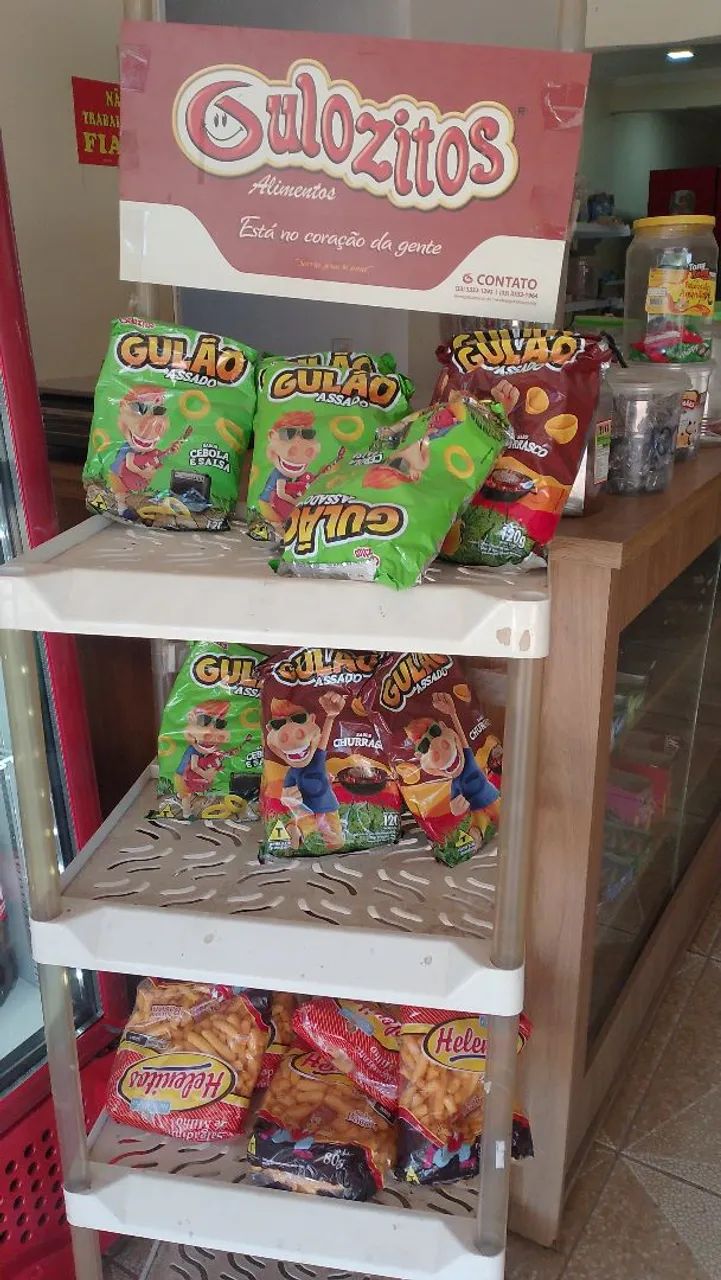 Expositor de salgadinhos original da gulaozitos 