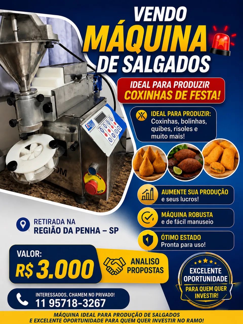Máquina de salgado coxinha 