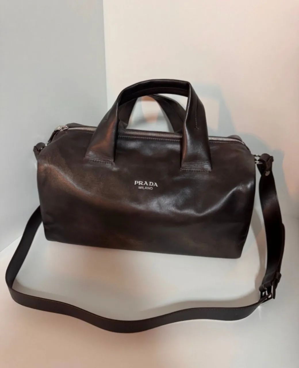 bolsa prada duffle bau marrom degrade