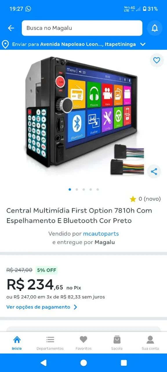 Central Multimídia First Option 7810H Bluetooth + Câmera De Ré - Foto 4