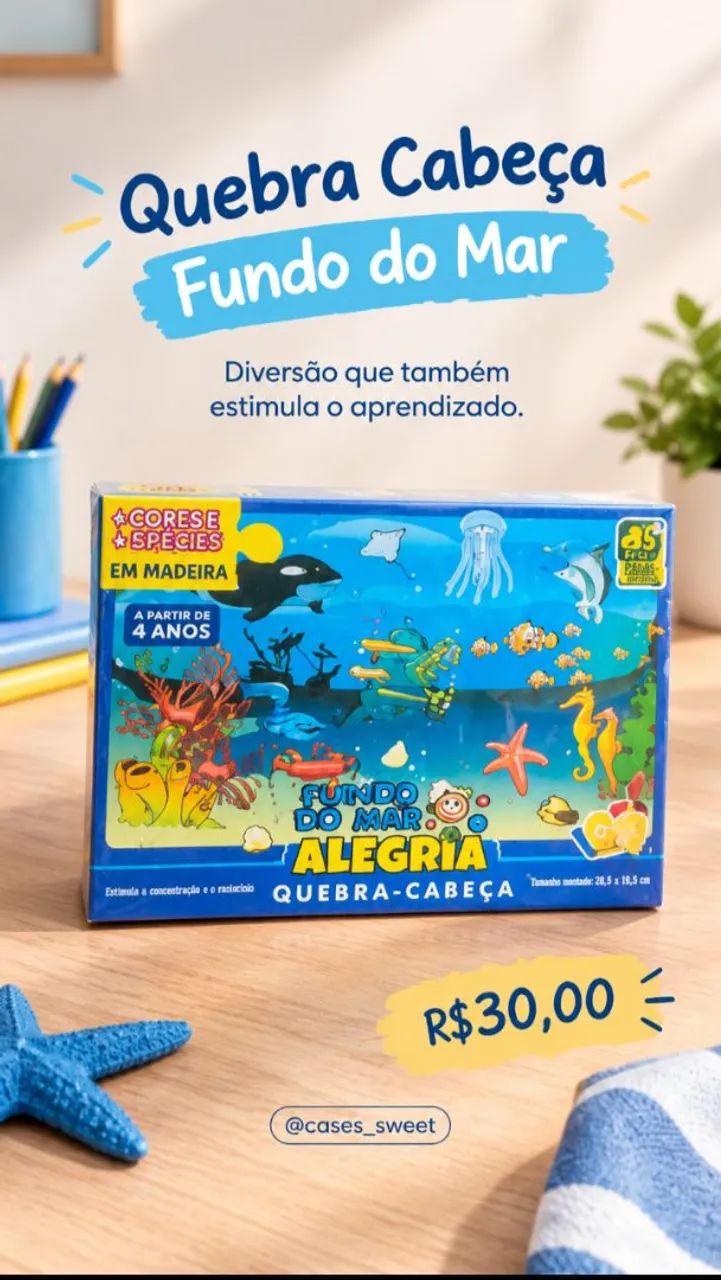 Quebra Cabeça Fundo do Mar 35 peças 