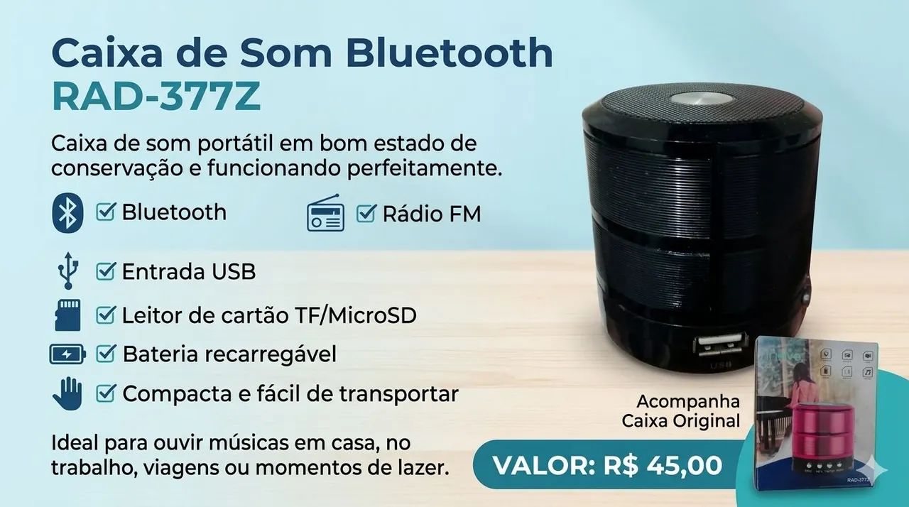 Caixa de Som Bluetooth RAD-377Z