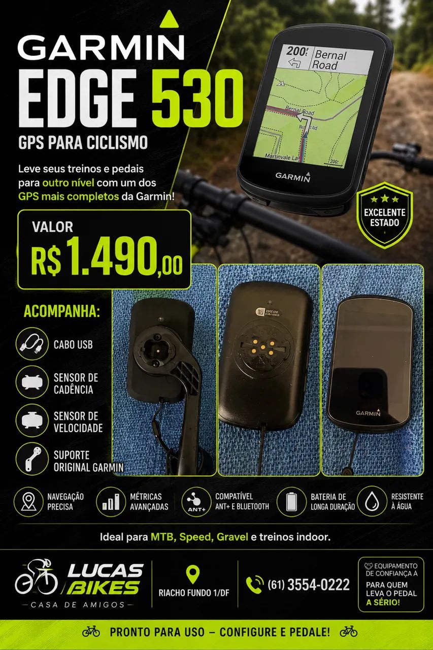 Garmin edge 530 aceito Cartao sem detalhes - Ciclismo - Riacho