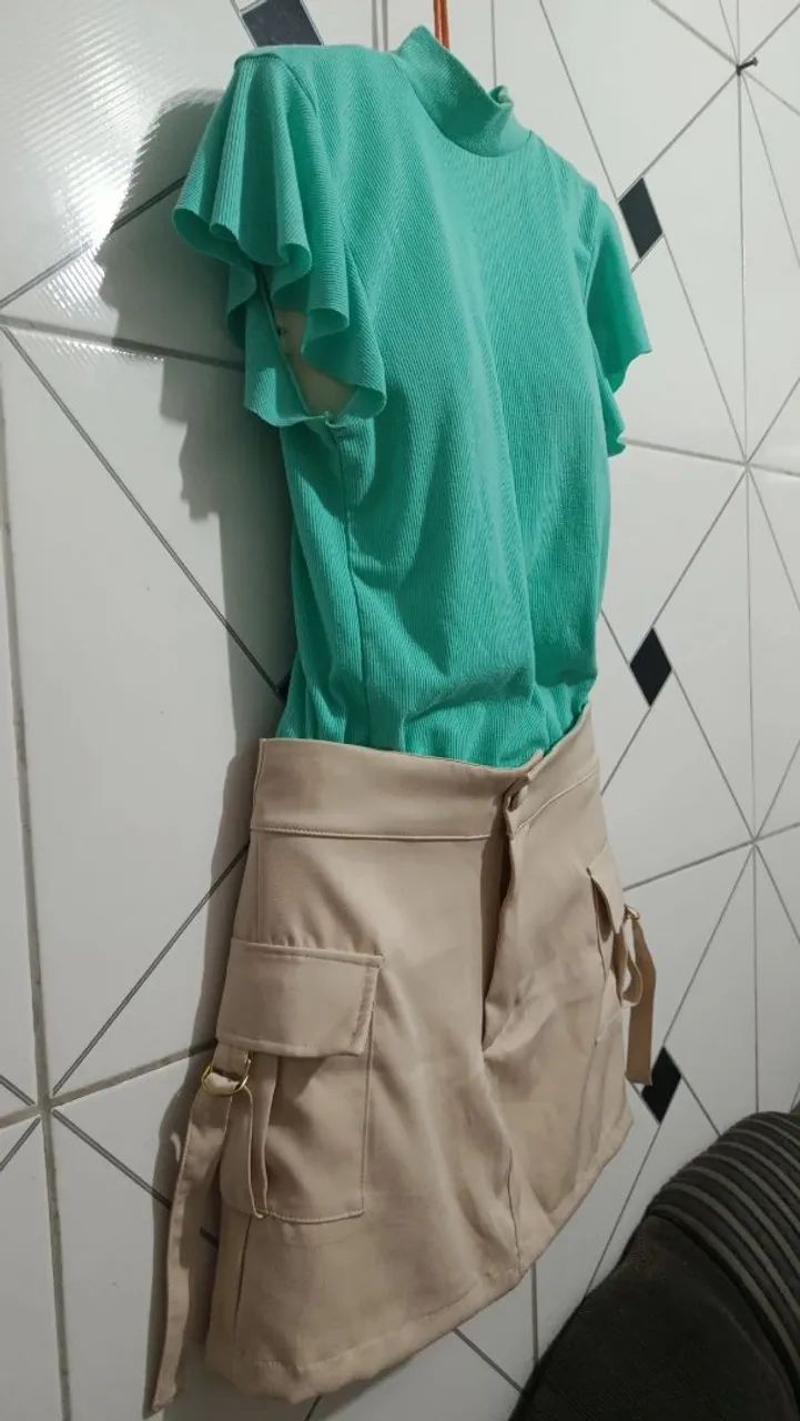 Saia cargo + Blusa verde - Foto 3