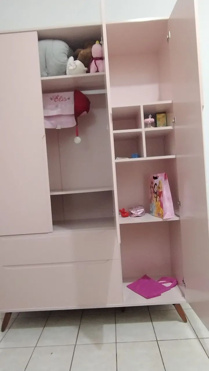 Guarda roupa infantil/juvenil rosa retrô - Foto 3