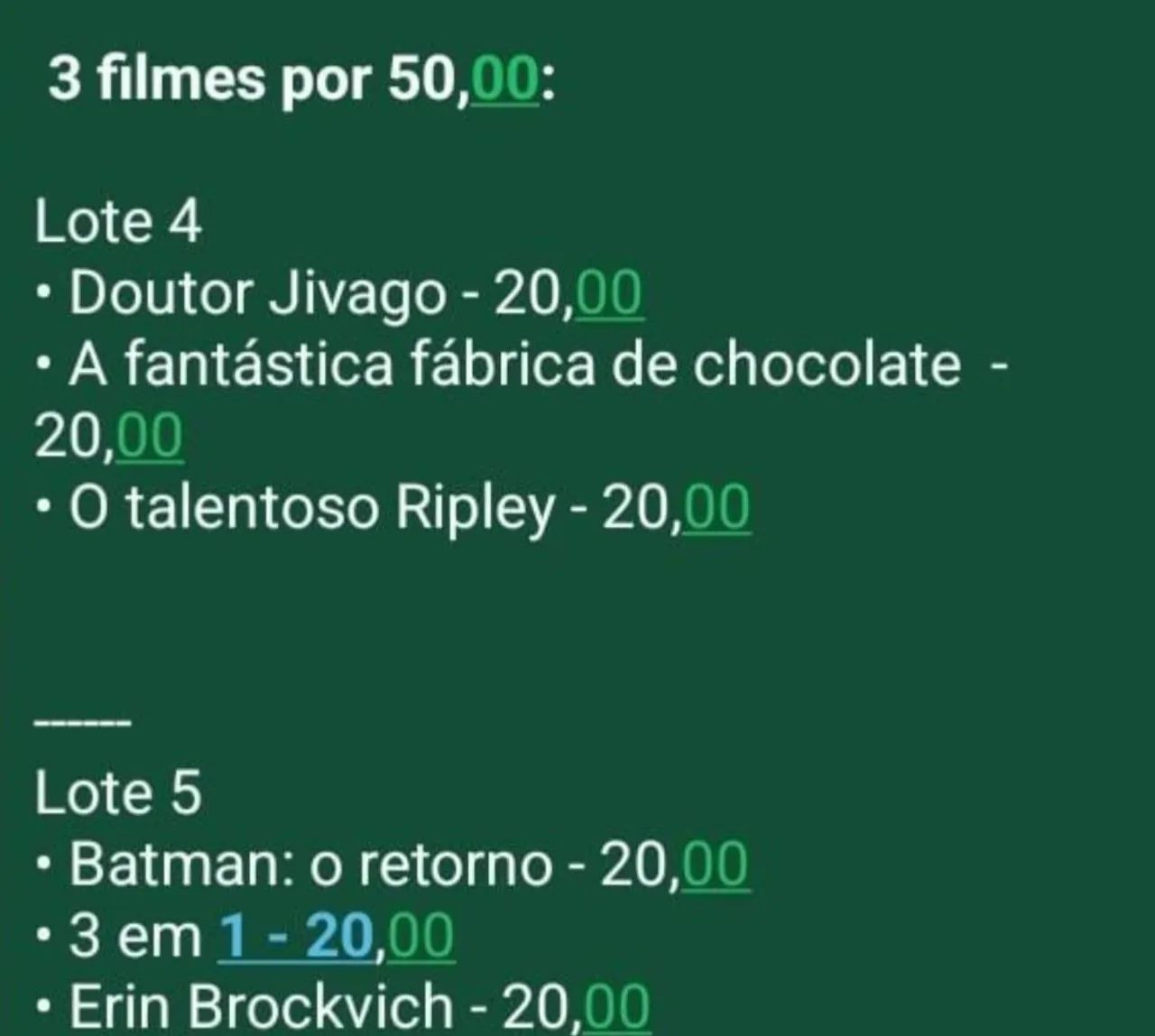 Filmes para Evans 