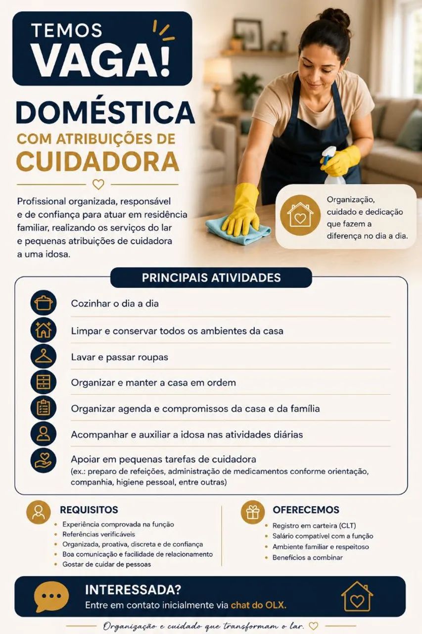 Doméstica/Cuidadora em Arniqueiras