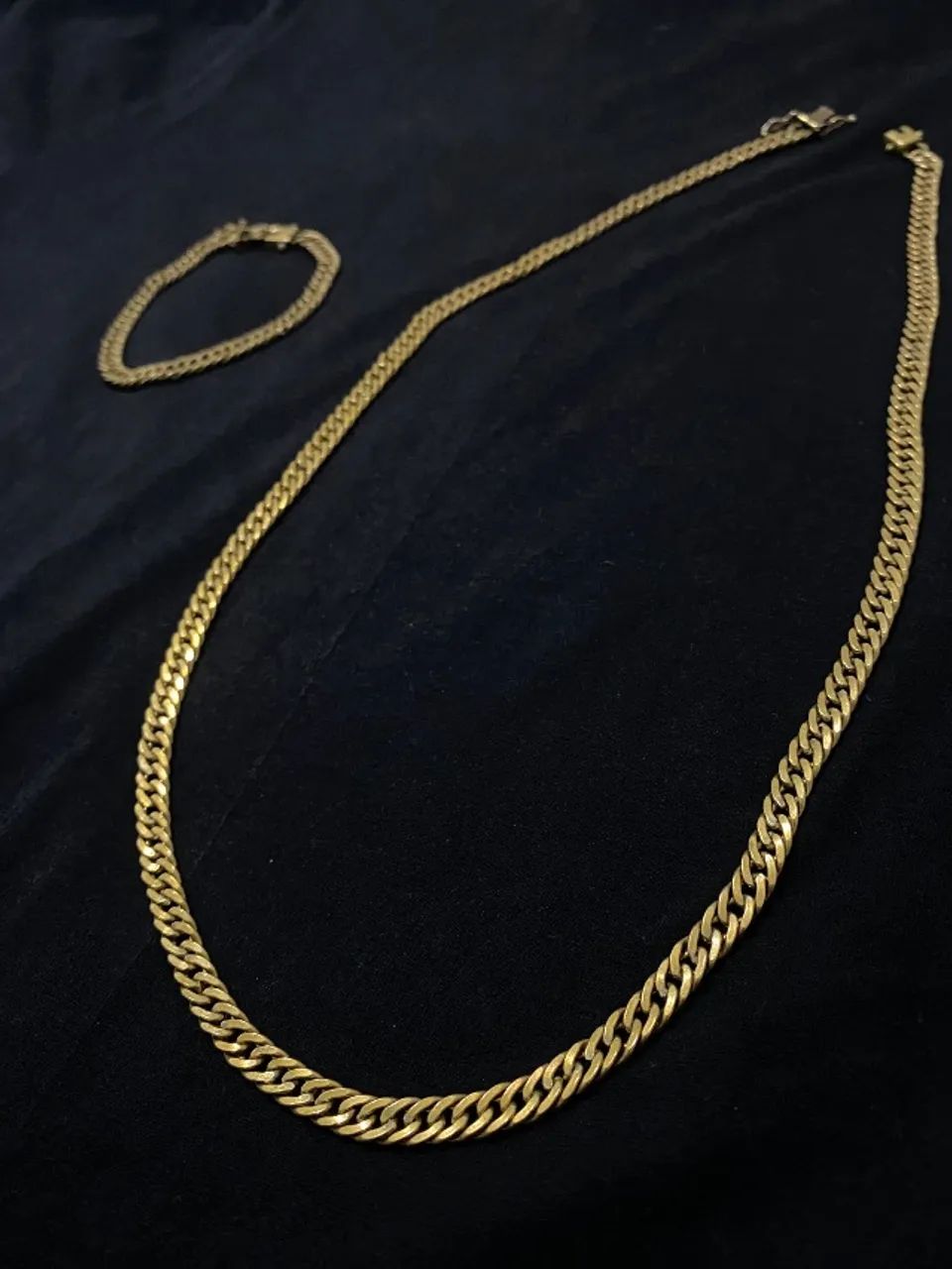 Corrente + Pulseira Dourada Masculina - Estilo Cuban Link - Foto 2