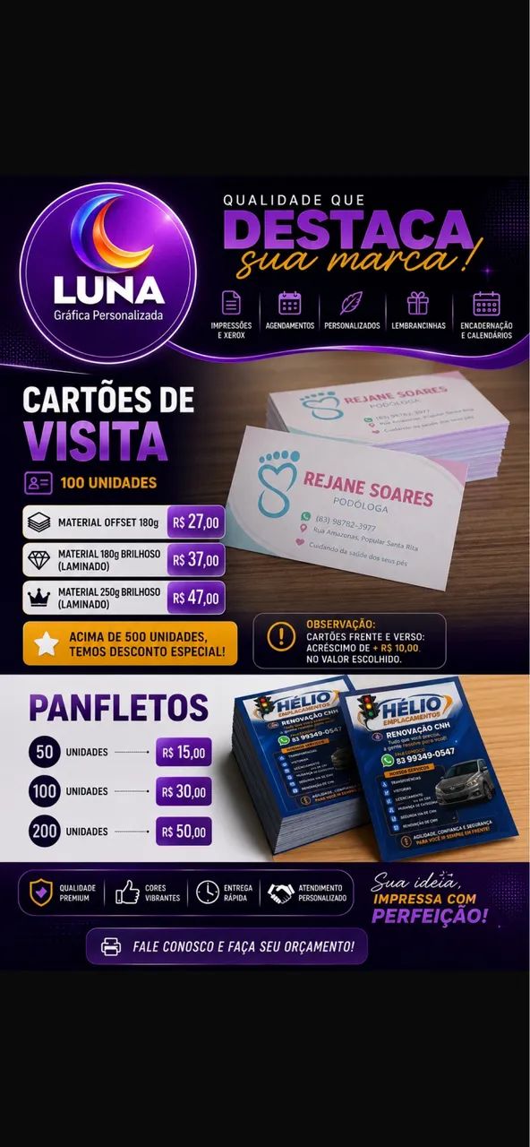 Cartão visita e panfletos 