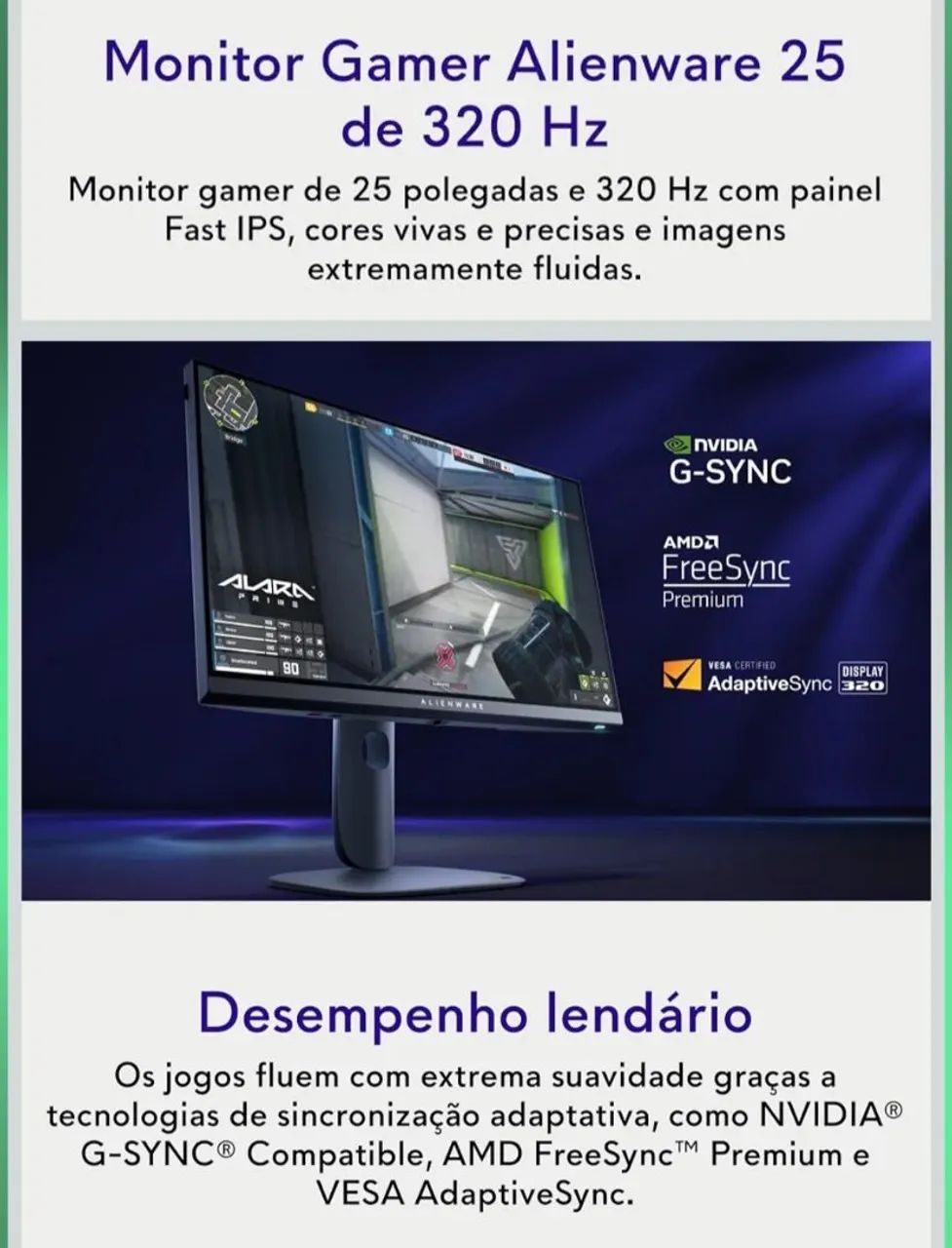 Monitor Alienware 24.5" 320hz Na Garantia Dell Impecável  - Foto 4