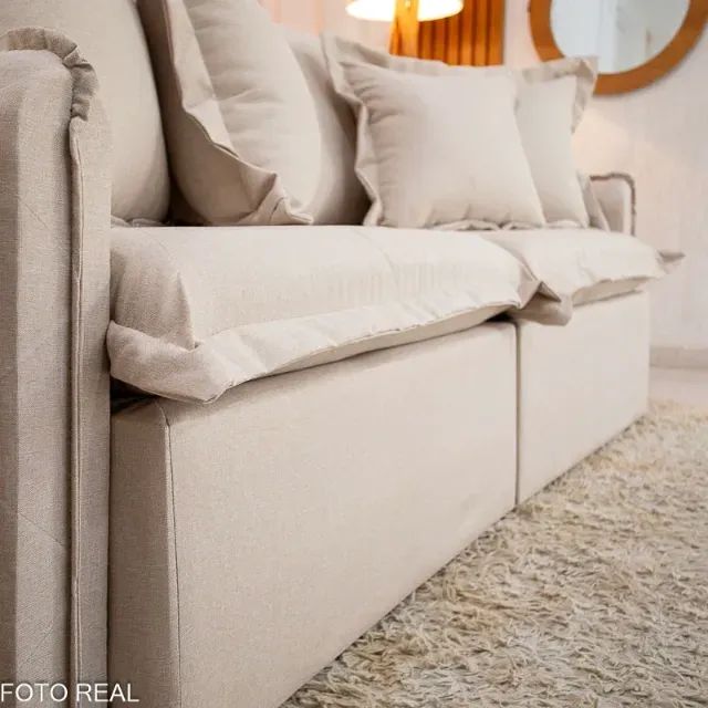 Sofá Retrátil 3 Lugares Linho Sofisticado - Foto 3
