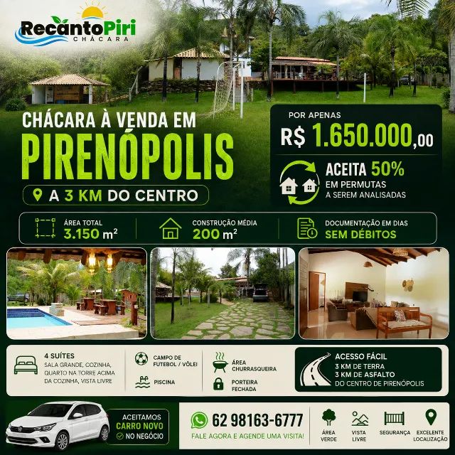CHÁCARA À VENDA EM PIRENÓPOLIS