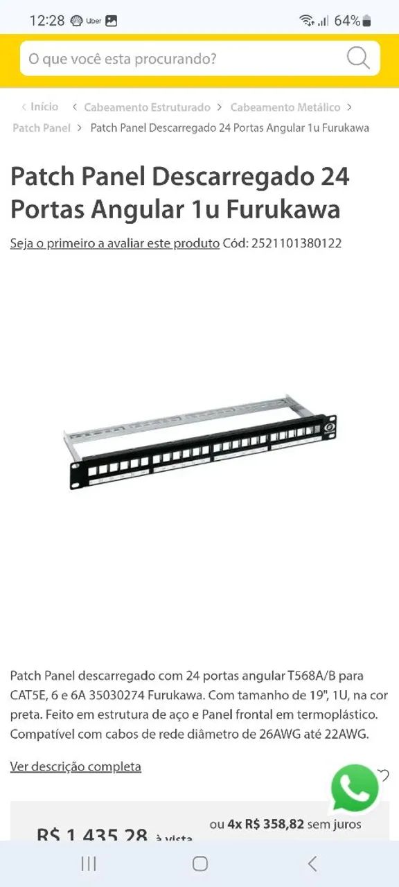 Patch panel 24p com conectores Cat-6A  - Foto 4