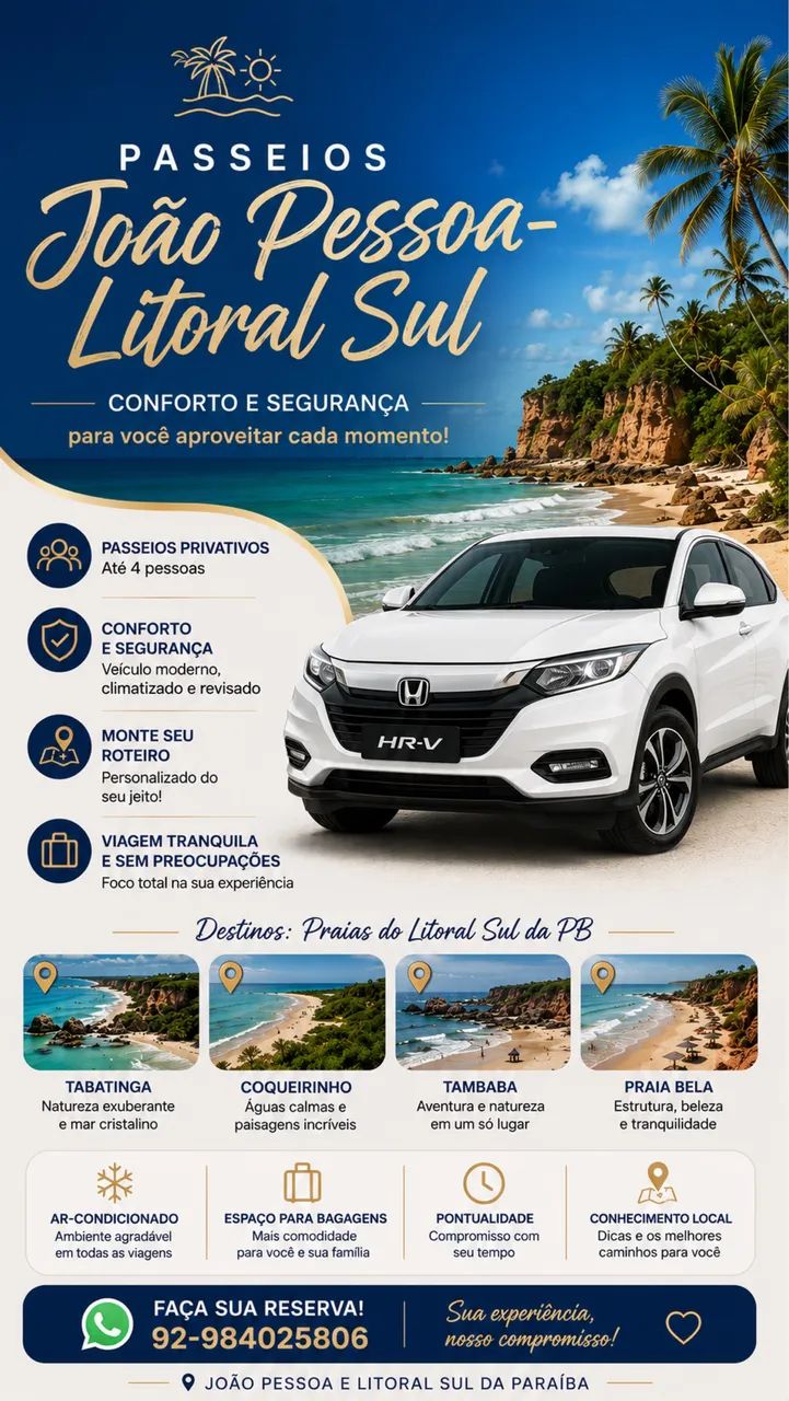 Passeios privativos João Pessoa - Litoral Sul