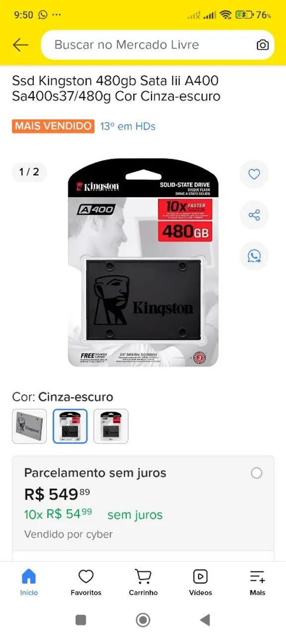 SSD Kingston 480gb - Foto 3