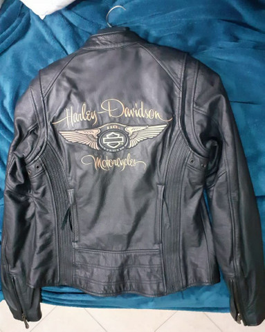 jaqueta de couro feminina harley davidson