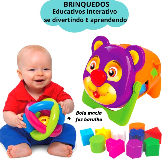 Kit 2 Brinquedos Educativos Didático infantil Presente bebe criança Brincadeira Criativa - Foto 2
