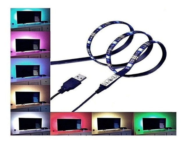 Fita de Led RGB Usb 5 metros 5v Colorida para Tv Computador Game Cpu 150 leds - Foto 2
