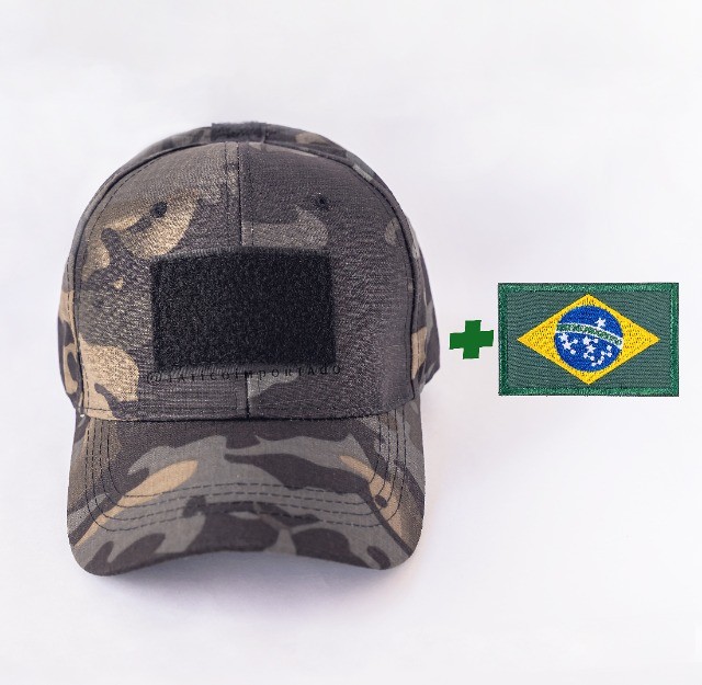 Boné Tático Militar + 1 Bandeira do Brasil ou do Justiceiro de Brinde