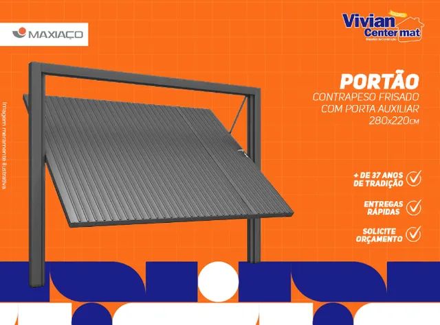 Portão Chapa Frisada 280 x 220cm Maxiaço