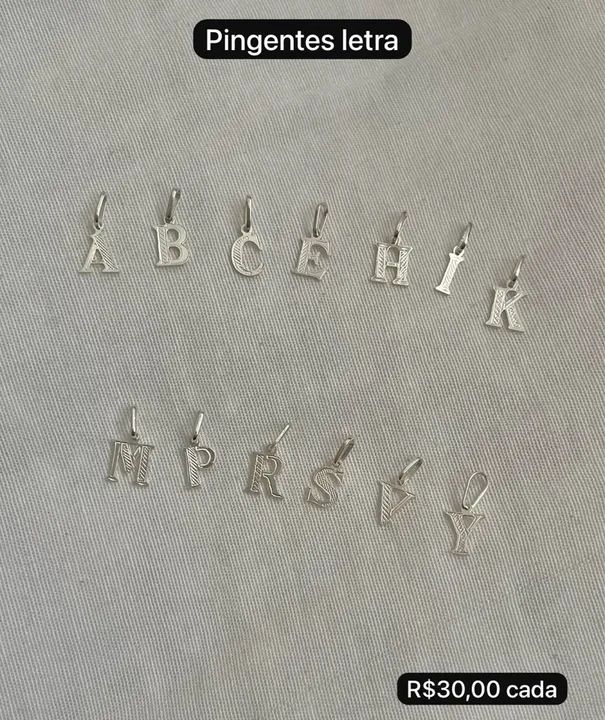 Pingentes de letra em Prata 925 legítima