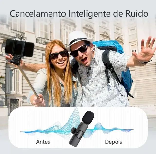 Microfone Sem Fio Tipo-c Lapela Celular Profissional - Foto 4