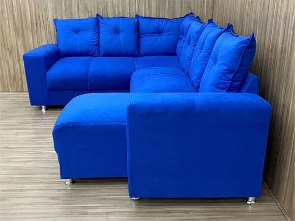 Sofá de Canto Azul/ Suede  - Foto 3