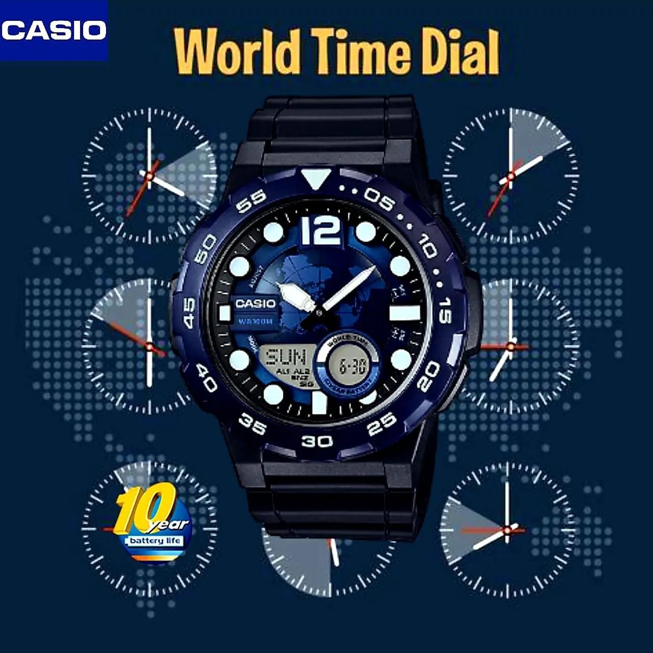 Relógio CASIO Anadigi AEQ-100W-2AVDF - Foto 4