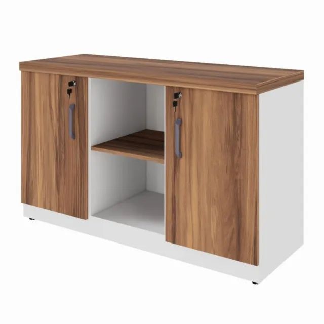 Armário Baixo Credenza 1,20x0,73x0,45m Nogal Sevilha/Branco Moderno Funcional 34312