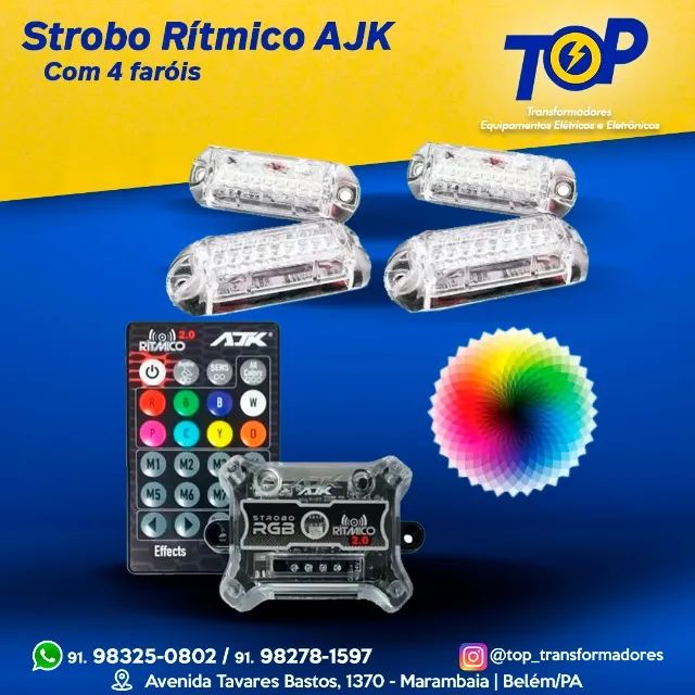 Kit Strobo Rítmico Rgb AJK com 4 faróis