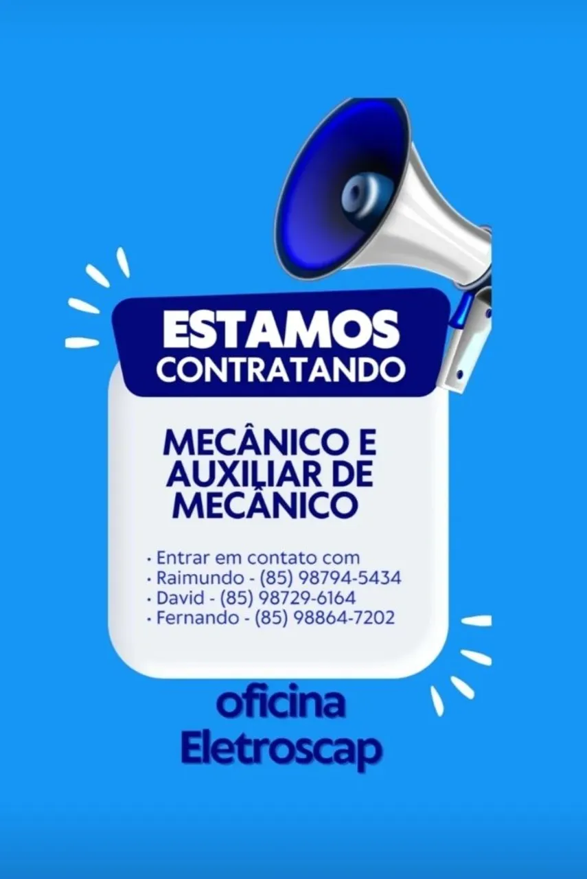 Estamos contratando! Mecânico automotivo 