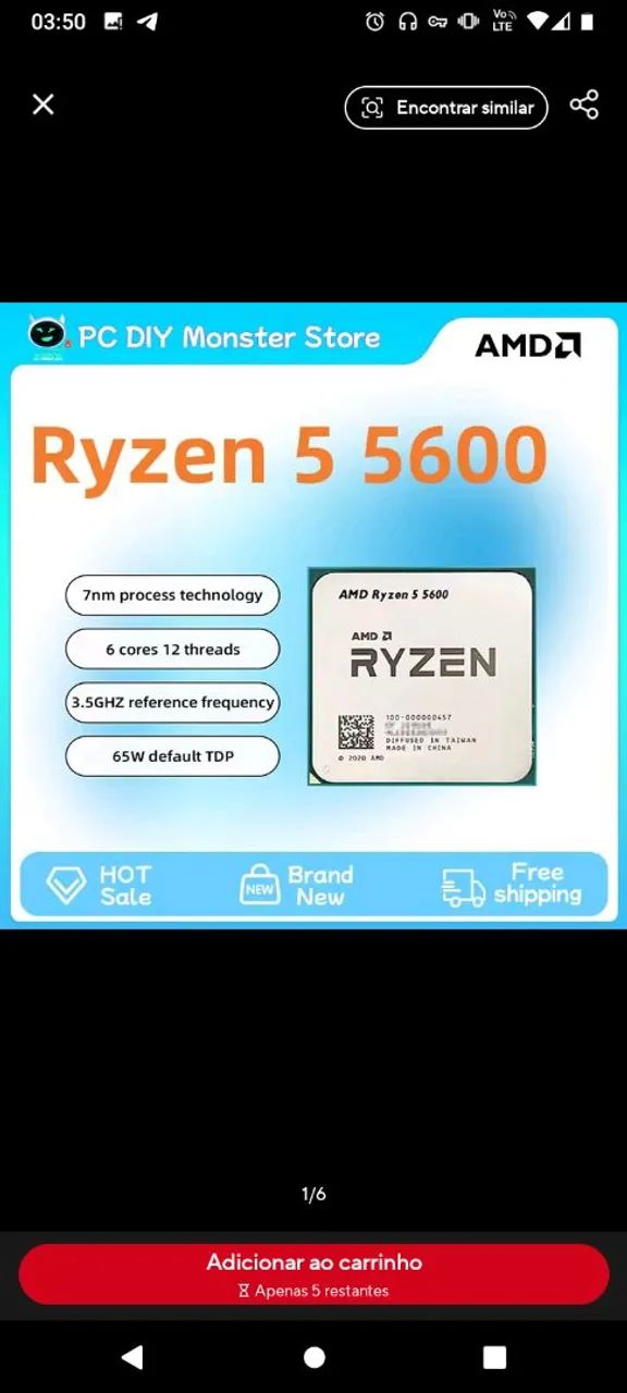 Kit Placa Mãe Pichau Danuri B550M-PX DDR4 mais Ryzen 5600 - Foto 2
