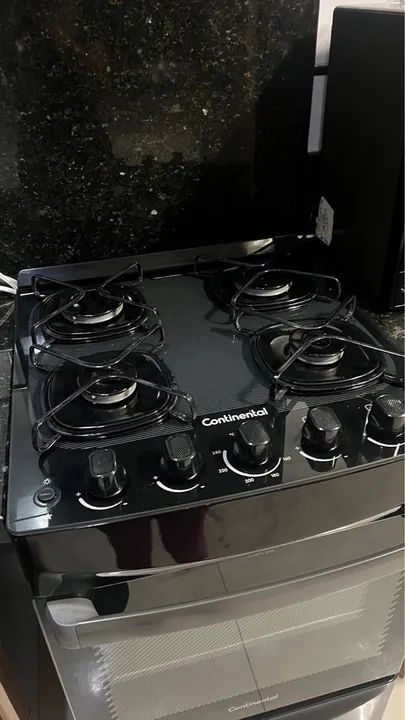 Fogão 4 Bocas Continental Preto Mesa de Vidro FC4GP - NOVÍSSIMO - Foto 2
