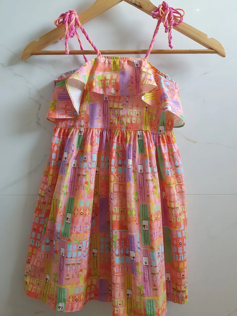 Vestido Infantil Estampado com Babados