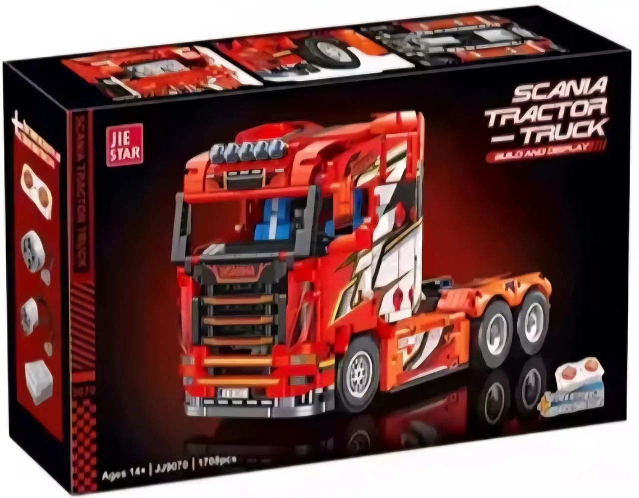 BLOCOS DE MONTAR CAMINHÃO SCANIA COM MOTORIZAÇÃO E CONTROLE REMOTO 1708PÇS JIE STAR JJ9070 - Foto 2