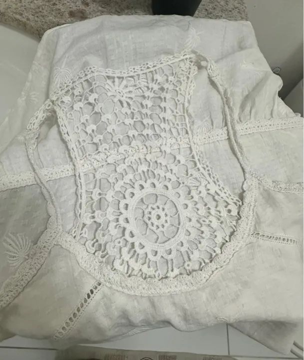 Saída de praia branco de crochê  - Foto 3