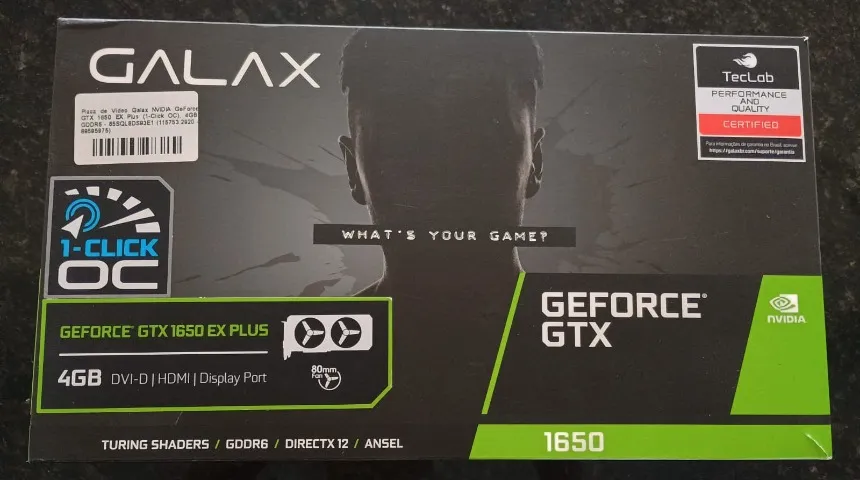 Placa de Vídeo Galax GeForce GTX 1650 EX Plus 4GB GDDR6