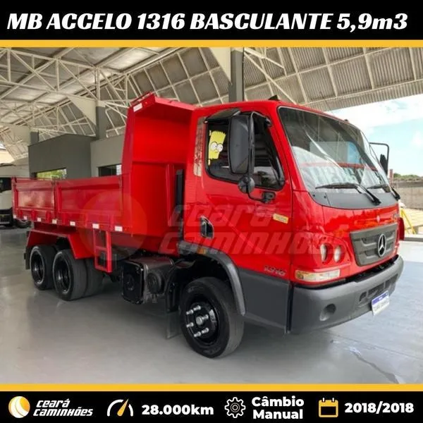 MB Accelo 1316 2018/2018 Basculante 5,9m³ Caminhão 3/4 Trucado Caçamba
