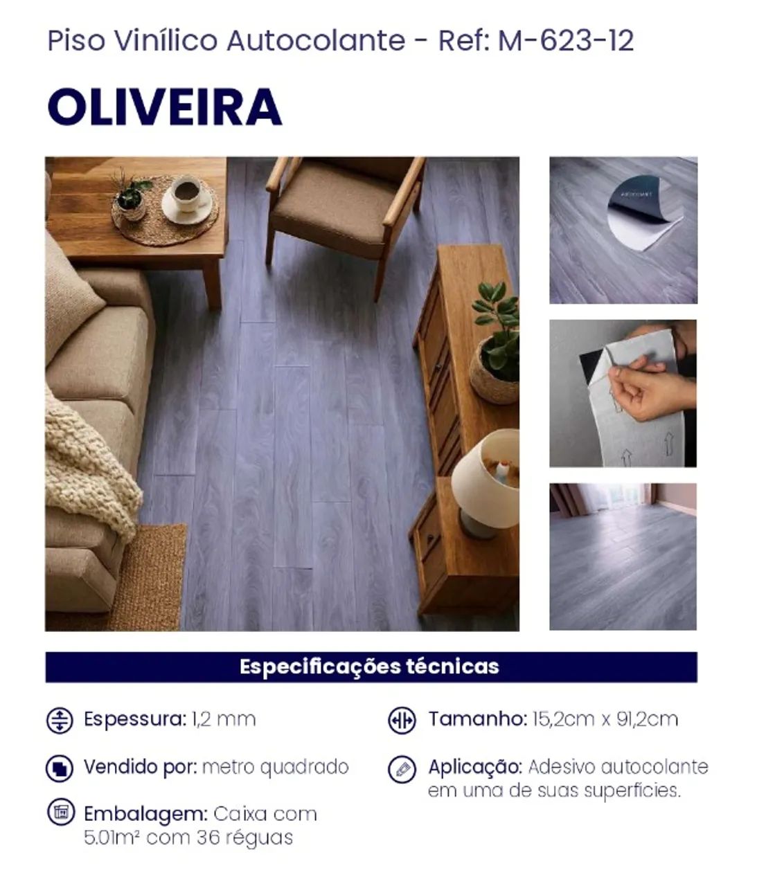 Piso Vinílico Autocolante - várias estampas - Foto 4