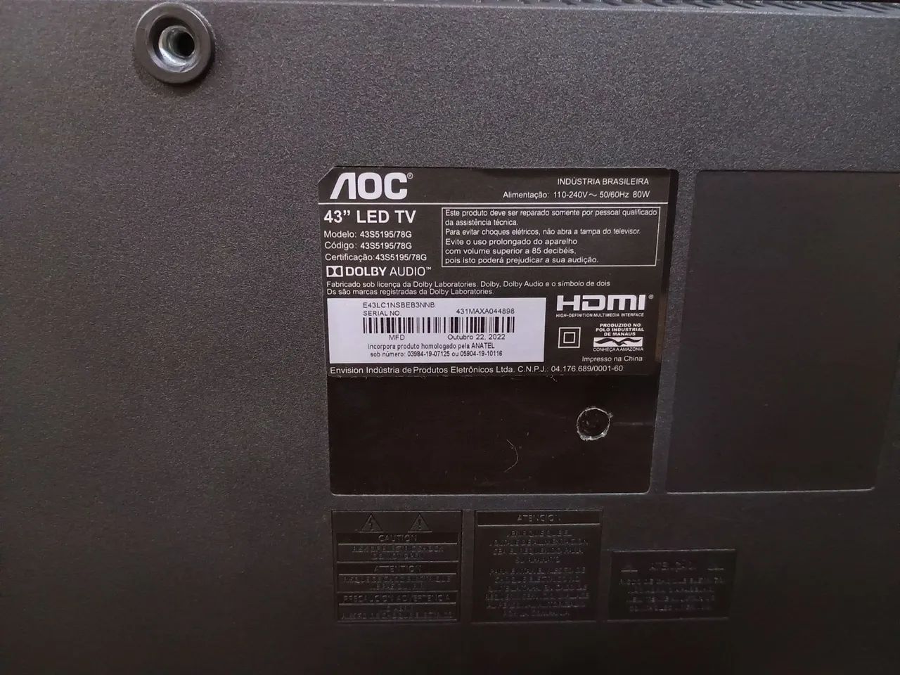  TV Aoc LED 43'' ROKU TV / Para retirar Peças  - Foto 3