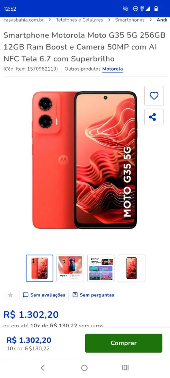 Motorola Moto G35 5G 256GB - 12GB RAM - Câmera 50MP