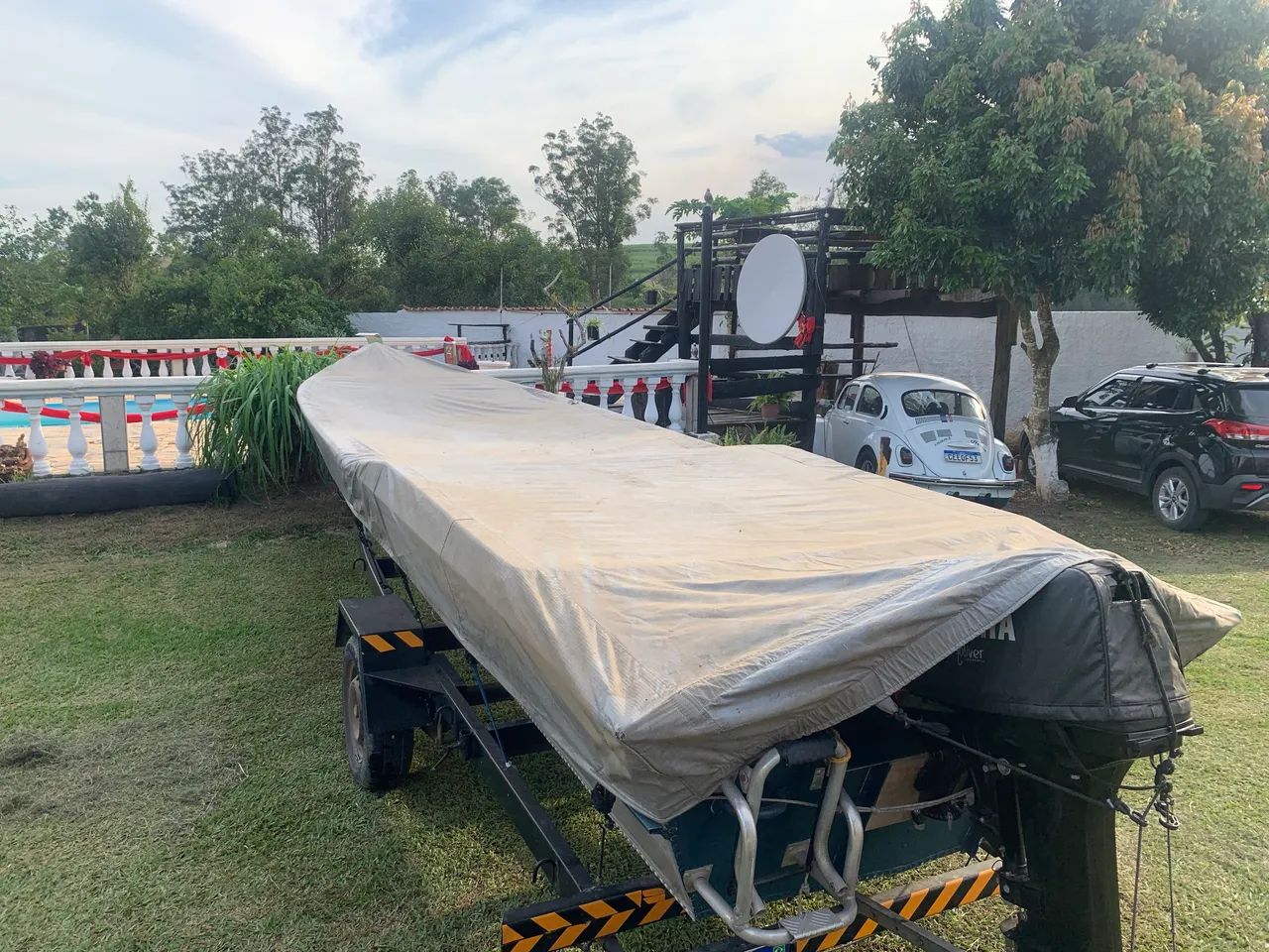 Barco alumínio com motor e carreta - Foto 6