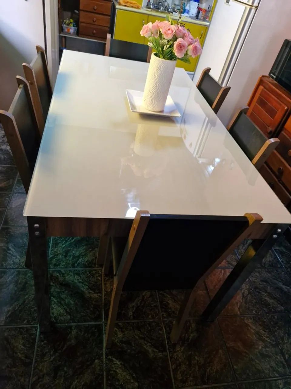 Mesa de vidro 6 cadeiras 64308481693186120