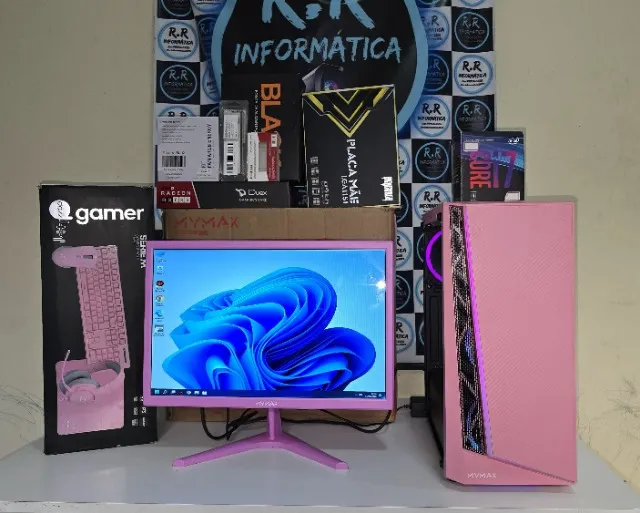 CPU Gamer Rosa i7, 16gb, SSD-NVME + Monitor