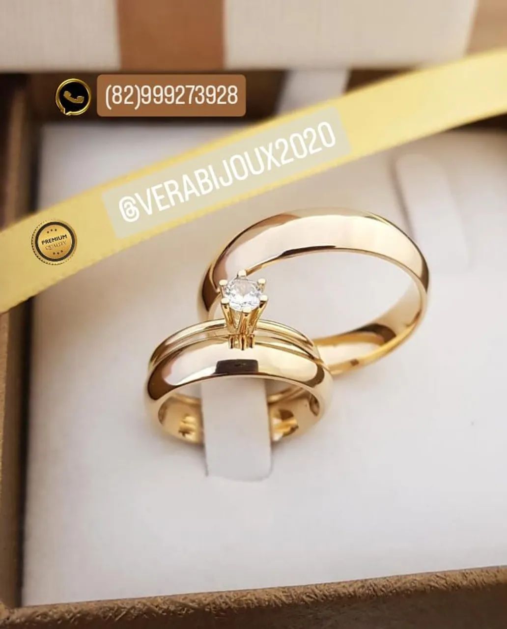 Kit de alianças noivado e casamento banhadas a ouro 18k  - Foto 3