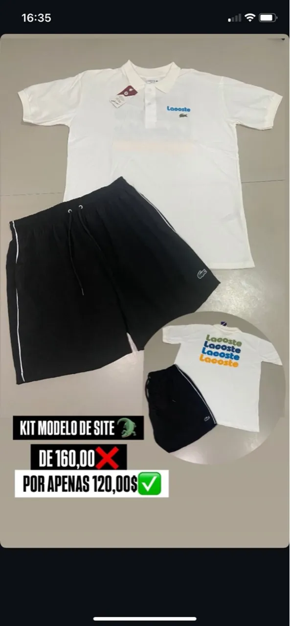 Kit Lacoste: Camisa Polo e Bermuda