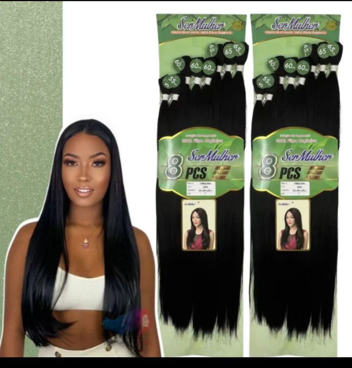 Mega Hair Ser Mulher 8 PCS - 100% Fibra Orgânica
