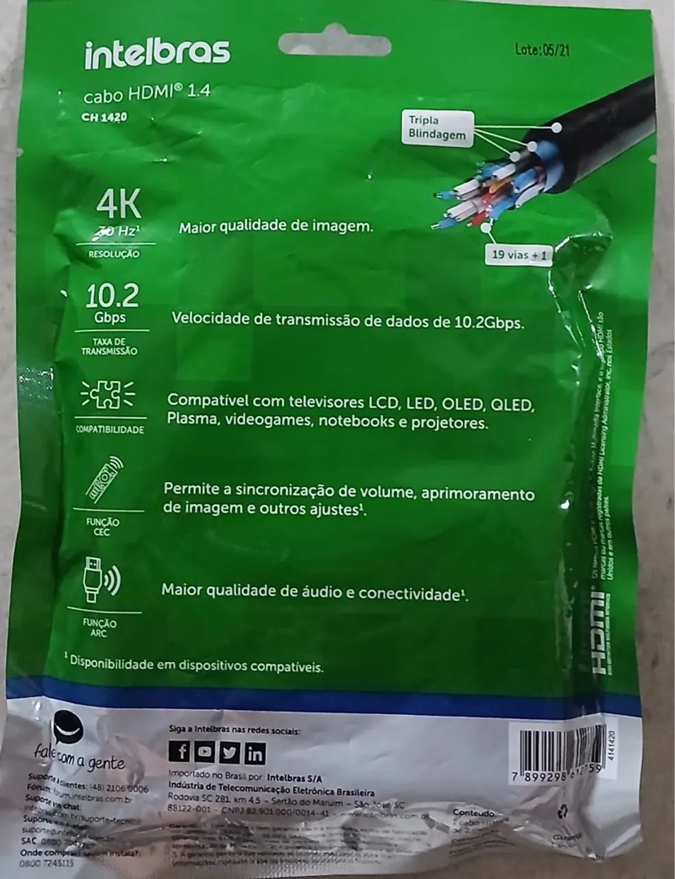 Cabo HDMI 1.4 Intelbras 2 Metros - Alta Velocidade - Foto 2