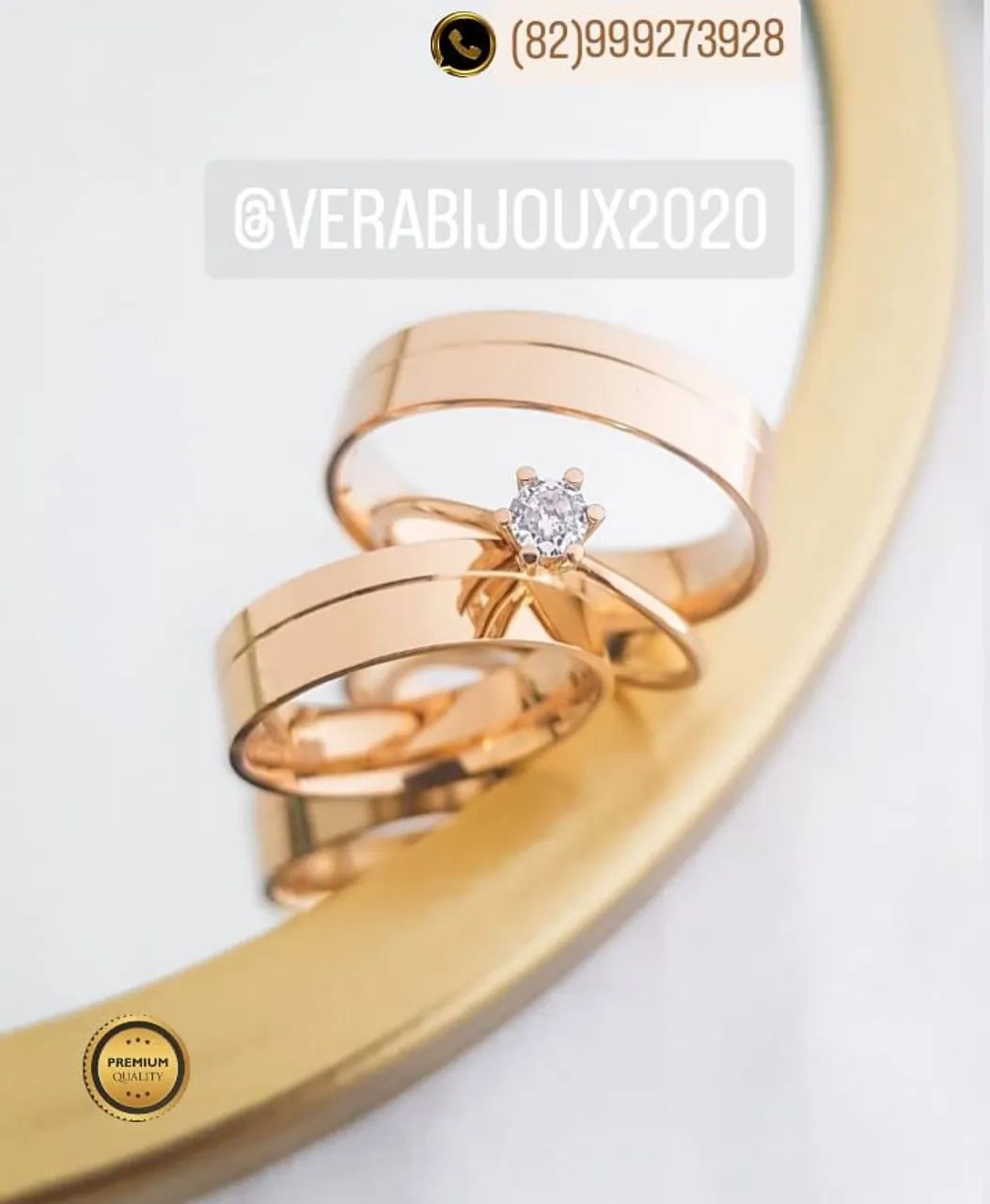 Kit de alianças noivado e casamento banhadas a ouro 18k  - Foto 4